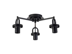 Urasawa 44.5cm Semi Flush Ceiling Light, (FRAME ONLY), 3 x E27, Matt Black