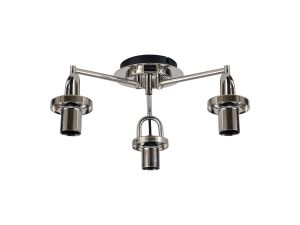 Urasawa 44.5cm Semi Flush Ceiling Light, (FRAME ONLY), 3 x E27, Polished Nickel