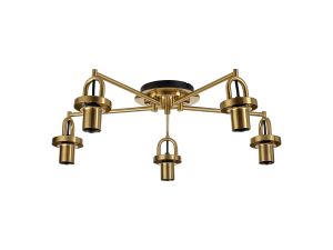 Urasawa 64.5cm Semi Flush Ceiling Light, (FRAME ONLY), 5 x E27, Brass Gold