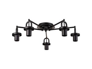 Urasawa 64.5cm Semi Flush Ceiling Light, (FRAME ONLY), 5 x E27, Matt Black