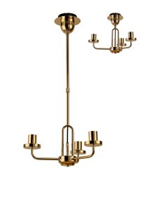 Urasawa 44.5cm Telescopic Pendant/Semi Flush Light, (FRAME ONLY), 3 x E27, Brass Gold