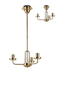 Urasawa 44.5cm Telescopic Pendant/Semi Flush Light, (FRAME ONLY), 3 x E27, French Gold