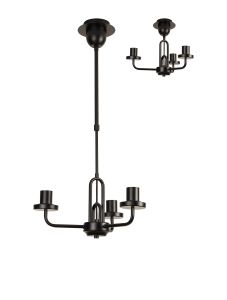 Urasawa 44.5cm Telescopic Pendant/Semi Flush Light, (FRAME ONLY), 3 x E27, Matt Black