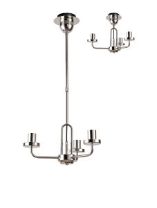 Urasawa 44.5cm Telescopic Pendant/Semi Flush Light, (FRAME ONLY), 3 x E27, Polished Nickel