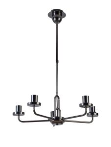 Urasawa 64.5cm Telescopic Pendant/Semi Flush Light, (FRAME ONLY), 5 x E27, Black Chrome