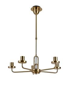 Urasawa 64.5cm Telescopic Pendant/Semi Flush Light, (FRAME ONLY), 5 x E27, Brass Gold