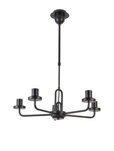 Urasawa 64.5cm Telescopic Pendant/Semi Flush Light, (FRAME ONLY), 5 x E27, Matt Black