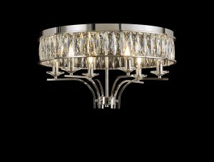 Vivienne 60cm Ceiling 6 Light E14 Polished NIckel/Crystal