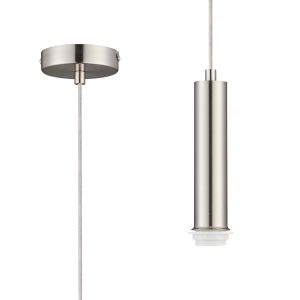 Wick 18cm Body 1.5m 1 Light Pendant, 1 x E27, Satin Nickel