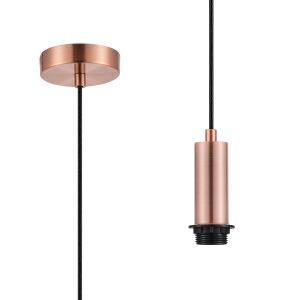 Wick 10cm Body 1.5m 1 Light Pendant, 1 x E27, Antique Copper