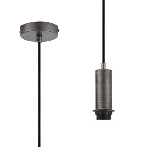 Wick 10cm Body 1.5m 1 Light Pendant, 1 x E27, Aged Pewter