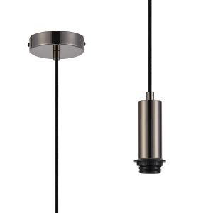 Wick 10cm Body 1.5m 1 Light Pendant, 1 x E27, Black Chrome