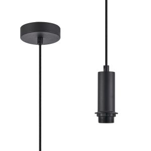 Wick 10cm Body 1.5m 1 Light Pendant, 1 x E27, Satin Black