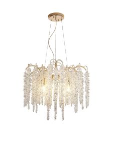 Wisteria 62cm Round Pendant, 7 Light E14, French Gold / Crystal