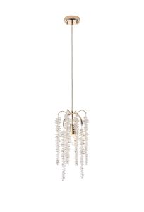 Wisteria 15cm Round Pendant, 1 Light E14, French Gold / Crystal
