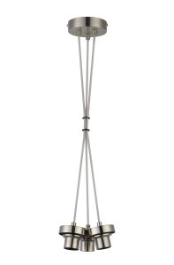 Zenth 18cm Satin Nickel 3 Light E27 1m Cluster Pendant (FRAME ONLY), Suitable For A Vast Selection Of Glass Shades