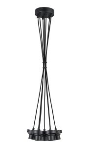 Zenth 26cm Satin Black 7 Light E27 1.5m Cluster Pendant (FRAME ONLY), Suitable For A Vast Selection Of Glass Shades