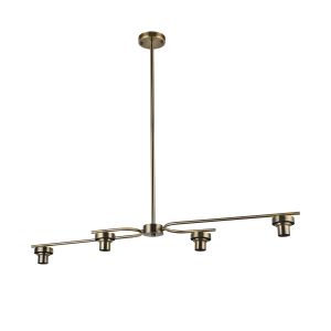 Zenth Antique Brass 4 Light E27 Fixed Linear Pendant (FRAME ONLY)