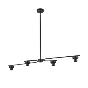 Zenth Satin Black 4 Light E27 Fixed Linear Pendant (FRAME ONLY)