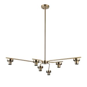 Zenth 108cm Antique Brass 6 Light E27 Fixed 3 Arm Pendant (FRAME ONLY)