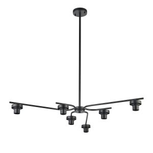 Zenth 108cm Satin Black 6 Light E27 Fixed 3 Arm Pendant (FRAME ONLY)