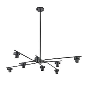 Zenth 120cm Satin Black 8 Light E27 Fixed 4 Arm Pendant (FRAME ONLY)