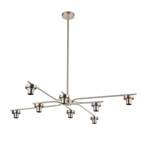 Zenth 120cm Satin Nickel 8 Light E27 Fixed 4 Arm Pendant (FRAME ONLY)