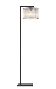 SPECIAL ITEM*** Zenth Satin Black 1 Light E27 155cm Downward Floor Lamp, With Glass Rod Shade Satin Black/Satin Nickel/Clear