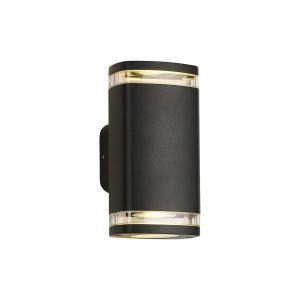 Curi Wall Lamp 2 x GU10, IP54, Matt Black/Clear, 2yrs Warranty