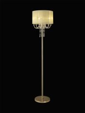 Freida Floor Lamp With Ivory Cream Shade 3 Light E14 French Gold/Crystal