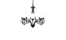 San Marino 54cm Pendant 8 Light E14 Tex/Pewter/Frosted Glass