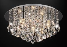 Acton Flush Ceiling 5 Light E14, 46cm Round, Polished Chrome/Sphere Crystal