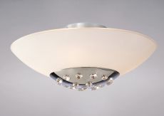 Amada 45cm Flush Ceiling 6 Light G9, Polished Chrome/Opal White Glass