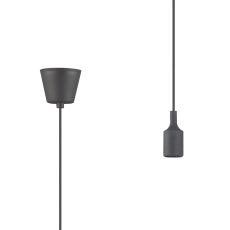 Dreifa 1.5m Suspension Kit 1 Light Black,9cm Plastic Base and Silicon Lampholder Cover, E27 Max 20W, c/w Ceiling Bracket (Maximum Load 1.5kg)