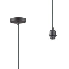 Dreifa 10cm 1.5m Suspension Kit 1 Light Black/Black Cable, E27 Max 20W, c/w Ceiling Bracket (Maximum Load 1.5kg)