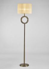 Florence Round Floor Lamp With Cream Shade 1 Light E27 Antique Brass/Crystal Item Weight: 18.24kg