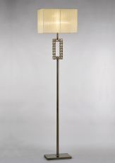 Florence Rectangle Floor Lamp With Cream Shade 1 Light E27 Antique Brass/Crystal