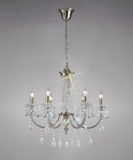 Leana 65cm Pendant 6 Light E14 Satin Nickel/Crystal