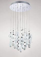 Class 45cm Pendant Round 10 Light G4 Polished Chrome/White Glass/Crystal, NOT LED/CFL Compatible