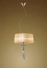 Tiffany 46cm Pendant 3+1 Light E27+G9, French Gold With Soft Bronze Shade & Clear Crystal