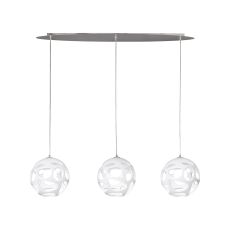 Organica Linear Pendant 3 Light E27 Line, Gloss White/Polished Chrome