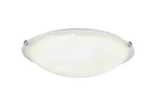 Chester 3 Light E27 Flush Ceiling 40cm Round, Polished Chrome With Frosted Alabaster Glass
