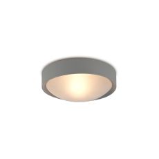 Rondo 24cm IP44 1 Light E27 Flush Ceiling Light, Silver Frame With Frosted Glass