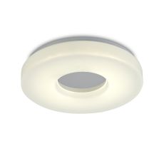 Joop 33cm IP44 18W LED Medium Flush Ceiling Light, 4000K 1400lm CRI80, Polished Chrome With Opal White Acrylic Diffuser
