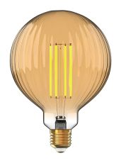 Classic Style LED Globe 120mm E27 Dimmable 6.5W 2100K Extra Warm White, 400lm, Gold Ripple Glass, 3yrs Warranty