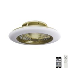 Alisio 63cm 70W LED Dimmable Light With Built-In 35W DC Reversible Fan, Matt Burnished Gold/White c/w Remote Control and APP Control, 4900lm