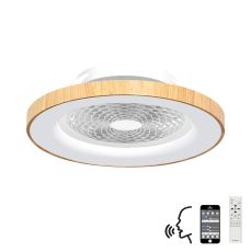 Tibet 65cm 70W LED Dimmable Ceiling Light With 35W DC Reversible Fan Remote, APP, Alexa & Google Voice, 3900lm, Wood Effect/White, 5yrs Wrnty