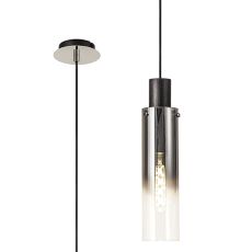 Formonix 13cm Single Pendant, 1 Light Adjustable E27, Black/Smoke Fade Glass