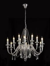 Giovani 81cm Chandelier Pendant, 12 Light E14, Polished Chrome/Clear Glass/Crystal, (ITEM REQUIRES CONSTRUCTION/CONNECTION)