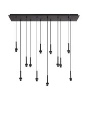 Giuseppe Satin Black 12 Light G9 Universal 2m Drop Linear Pendant (FRAME ONLY), For A Vast Range Of Glass Shades